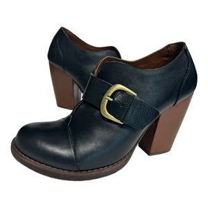 Korks Kork Ease Baroque High Heel Booties Black Leather Ankle Boots 9.5